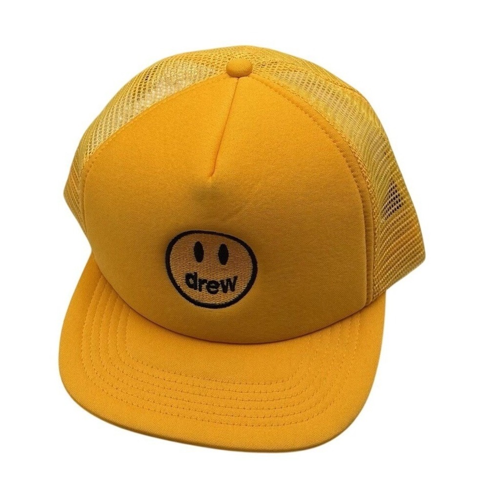 Drew House Smiley Trucker Hat Yellow Mesh Snapback Justin Bieber Streetwear